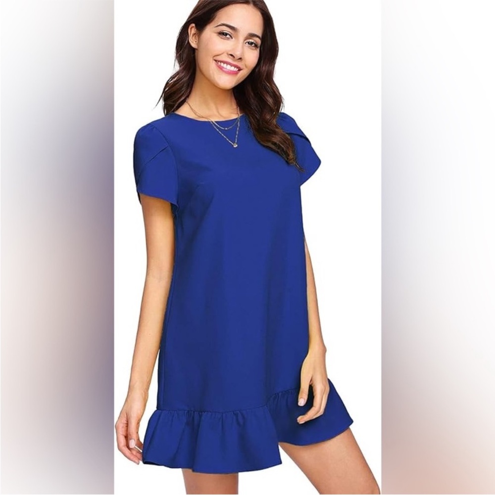 ⭐️ Ruffle Hem Petal Sleeve Swing Dress